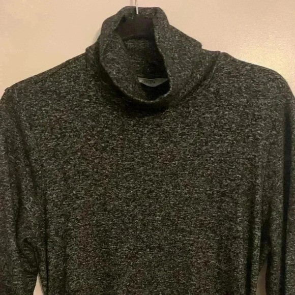 Athleta Malaga Dark Gray Heather Turtleneck Ruched Side Jersey Knit Dress Sz M - Picture 3 of 15
